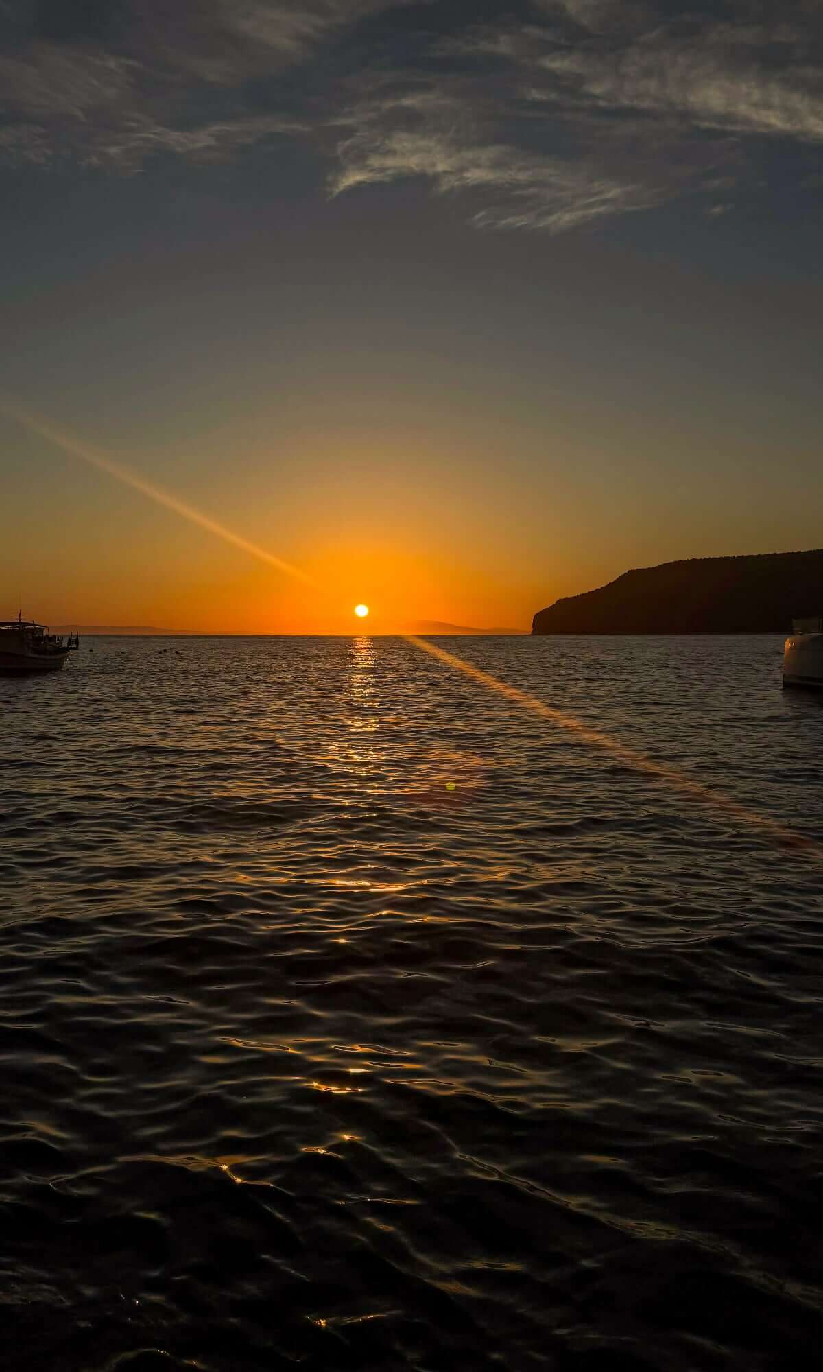 Sunset over the Mani coastline with sea and evening sky